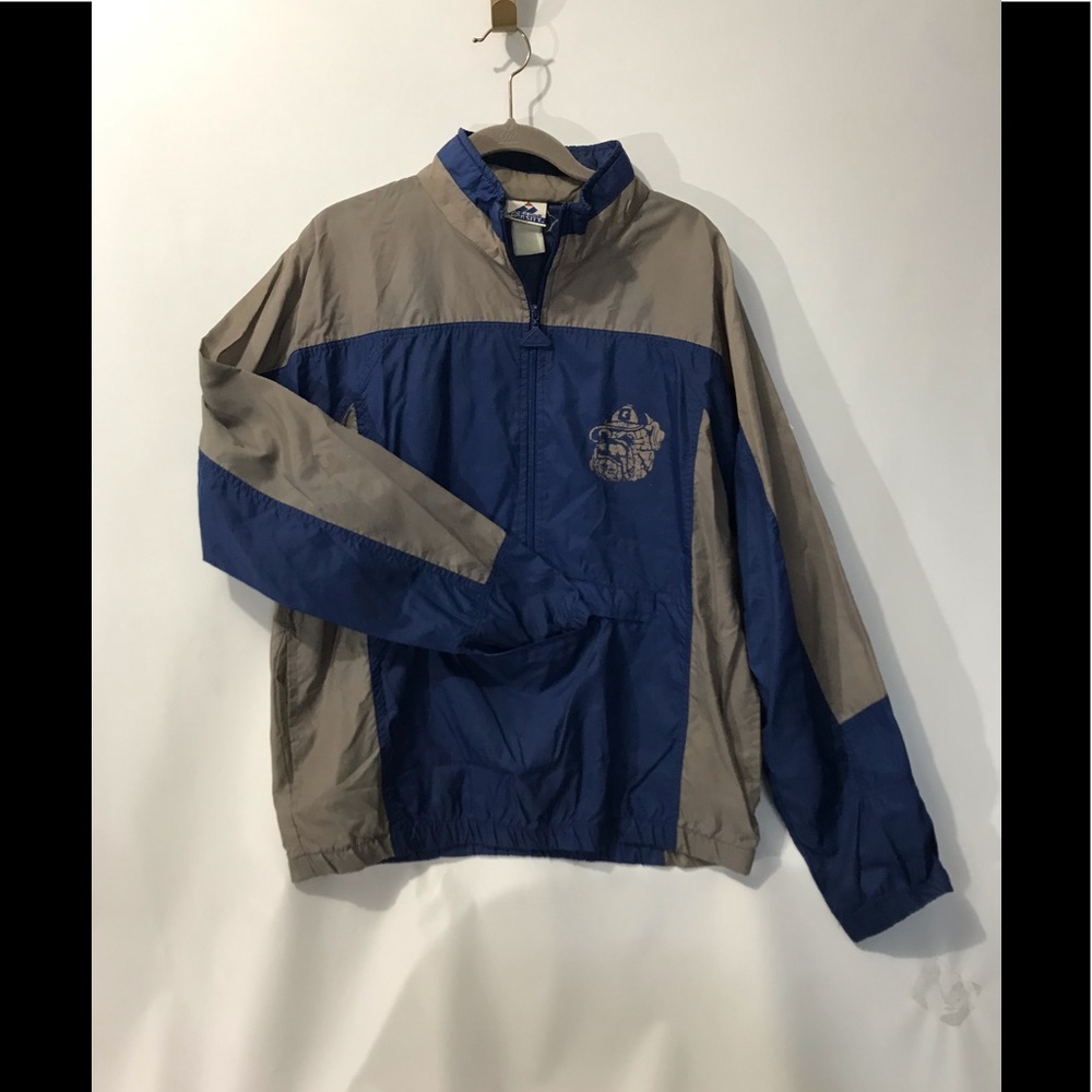Vintage Georgetown Hoyas Bulldogs 1/2 Zip Pullover Windbreaker Large.